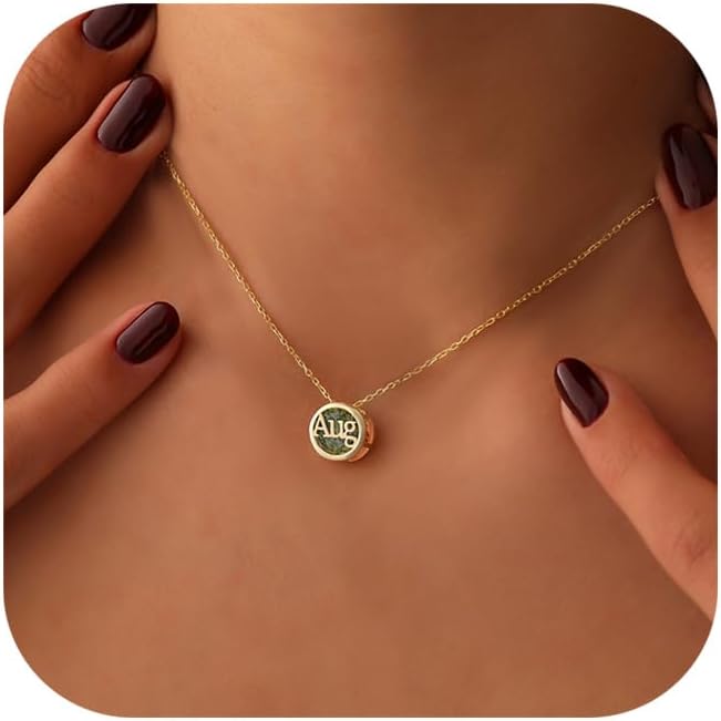 Birthstone Necklace 14K Gold Plated for Women Month Stone Diamond Jewelry Birthday Gifts