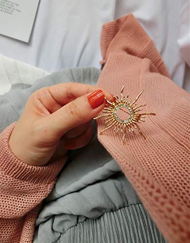 Image of Gold-Tone Sun Brooch Pin Vintage Round Sun flower Broach for Shirt Decorations Wedding Bouquets Jewelry