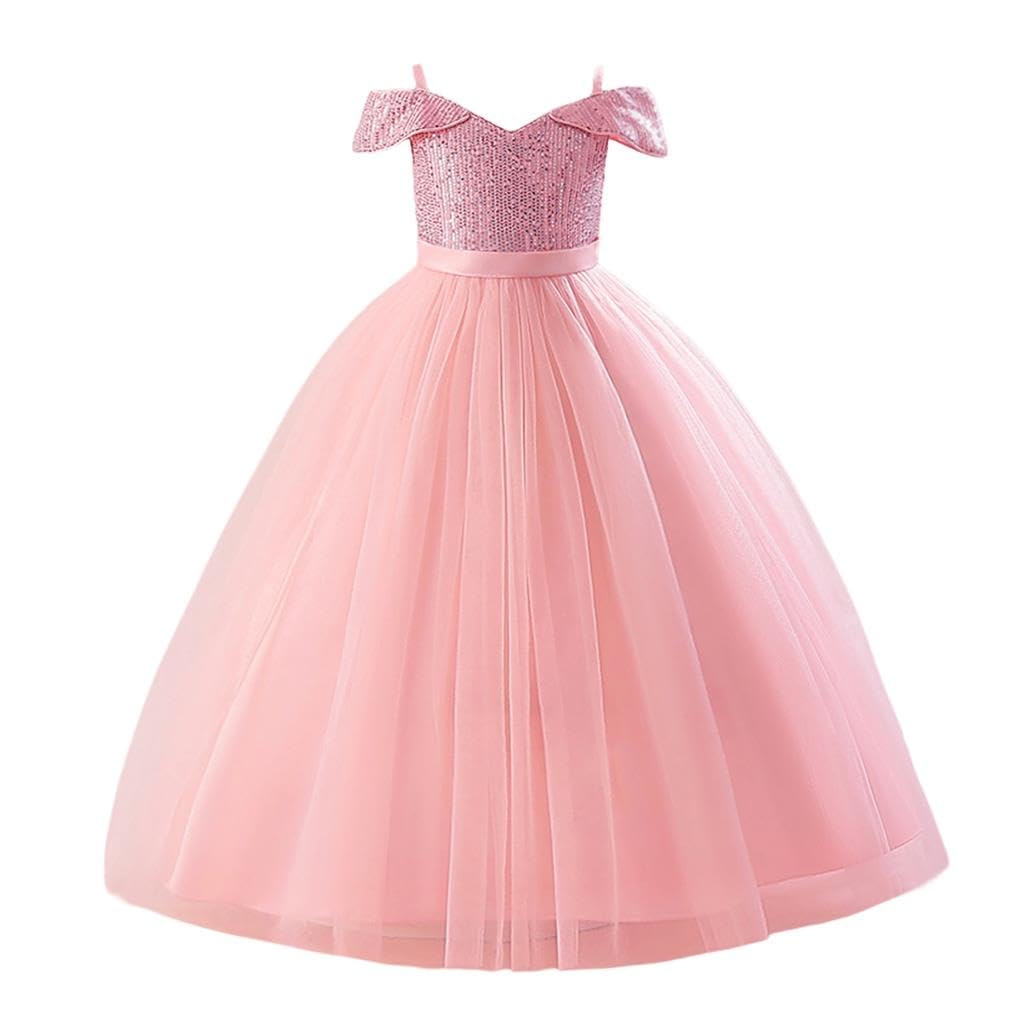 Lito Angels Abito da festa in tulle con paillettes e spalle scoperte, elegante e scintillante, per damigelle d'onore, matrimonio, ospite