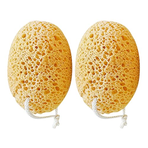 Lot de 2 éponges exfoliantes en mousse polymère pour le bain quotidien avec cordelette