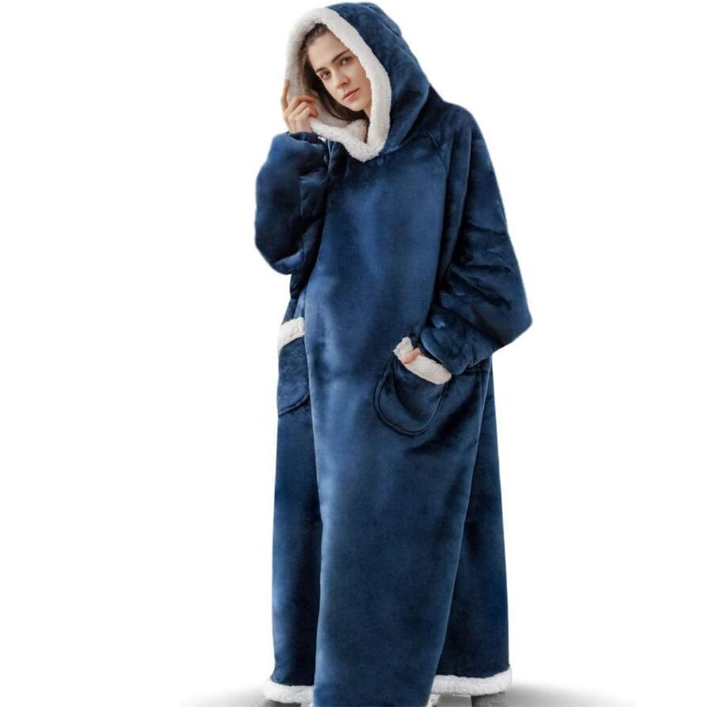 YOULIKE Extra Long Hoodie Blanket for Men Women - Oversized Sweatshirt Fluffy Wearable Snuggle Hooded - Super Soft Giant Fleece Sherpa Blanket Hoodie Sweatshirt