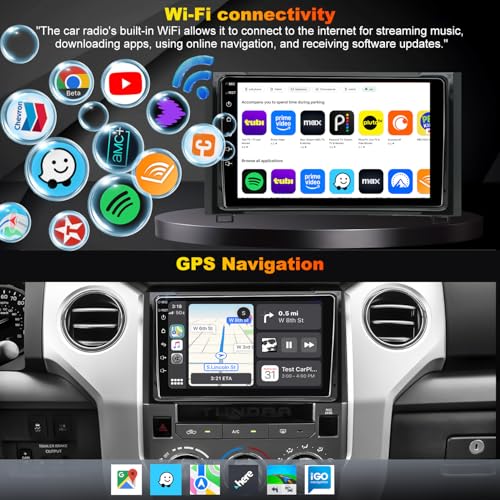 Image of 4G+64G Upgrade Android Car Radio for Toyota Tundra 2014-2021, Car Audio HD 9inch Touchscreen Setero Head Unit Wireless Carplay Android Auto GPS Navigation SWC DSP Bluetooth Backup Camera 5GWiFi FM