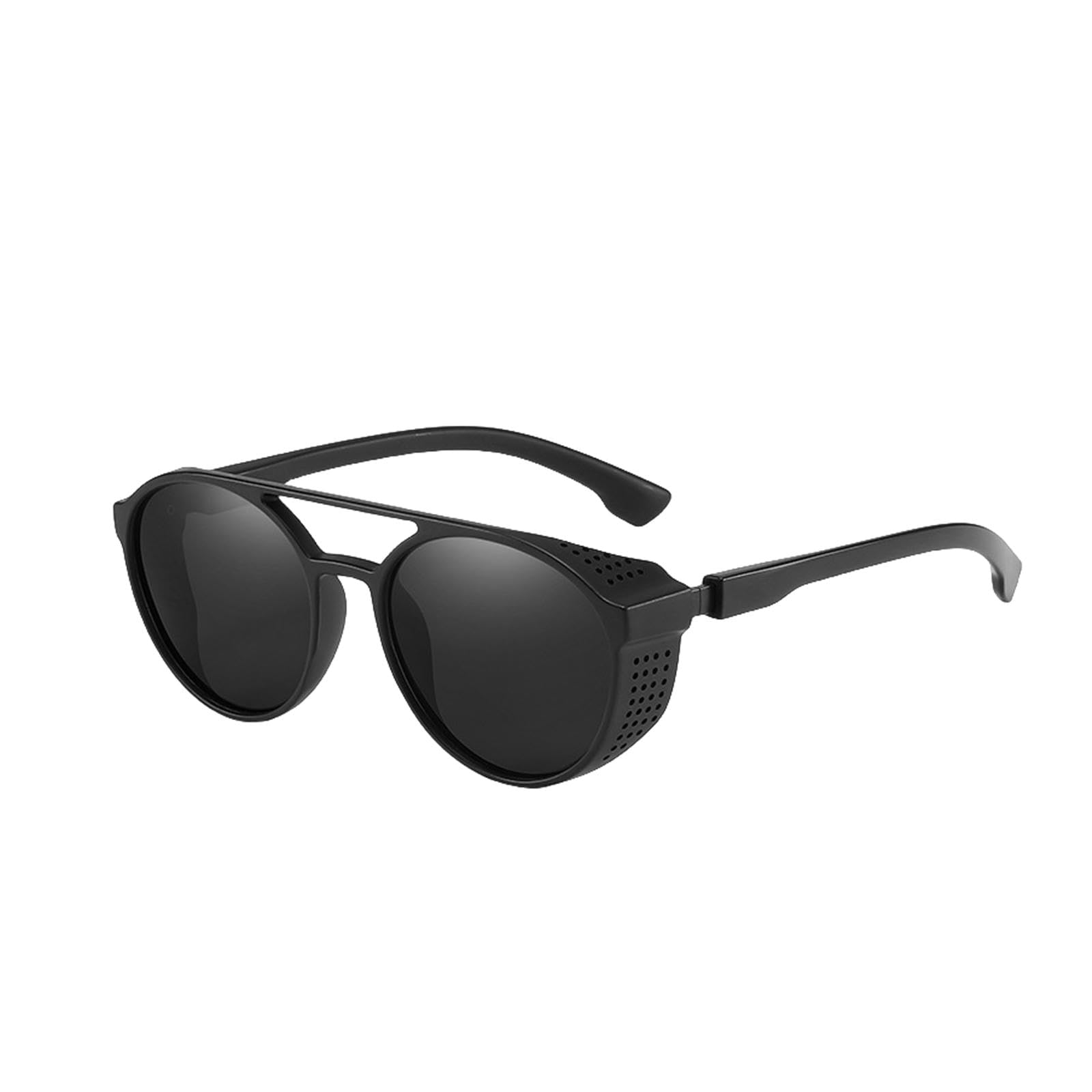 Chenzkbd Men's Black Sunglasses Round Polarised Steampunk Sunglasses For And With Wo Uv400 Protection