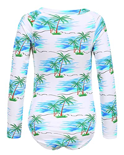 Image of Girls One Piece Swimsuits Long Sleeve Rash Guard for Kids Girls Hawaiian Swim Shirts UPF 50+ Sun Protection