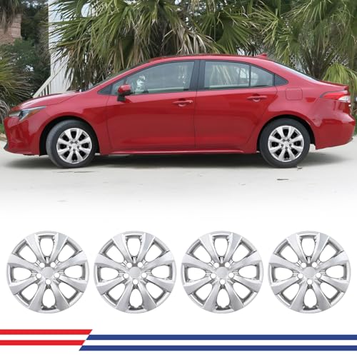 ROXX 4Pcs Set 16inch Wheel Rim Cover Hubcaps Replacement for Toyota Corolla 2020-2025, Toyota Corolla Hybrid 2023-2025(Only Fit for Steel Wheel), Snap On Car Truck SUV Hub Cap(5112, Chrome)