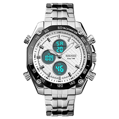 Montre sport dual-time multifonction LULI en acier inoxydable