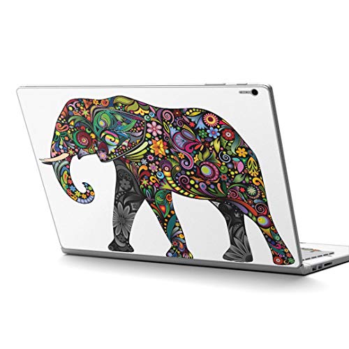 igsticker Surface Book2 Book3 15inch 専用 スキンシール サーフェス ブック 15インチ用 シール 006335 アニマル 象 動物 花 フラワー