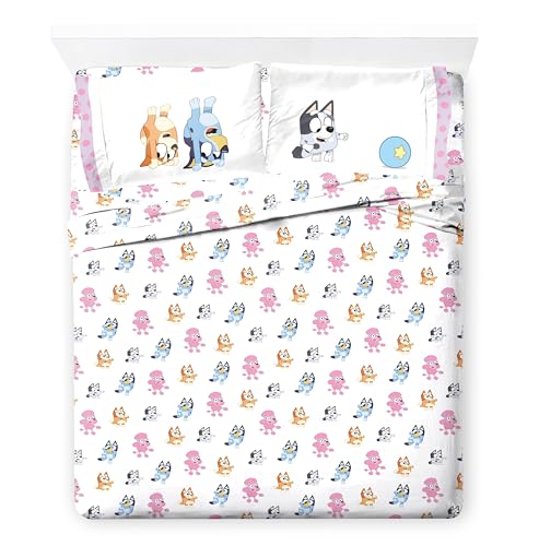 Image of Bluey Bingo Queen Comforter Set 7 Piece Kids Bedding for Girls, Pink | Bed in a Bag, Comforter Sheets Shams Pillowcases, Official Brand, Soft Microfiber, Machine Washable, Girls Gift