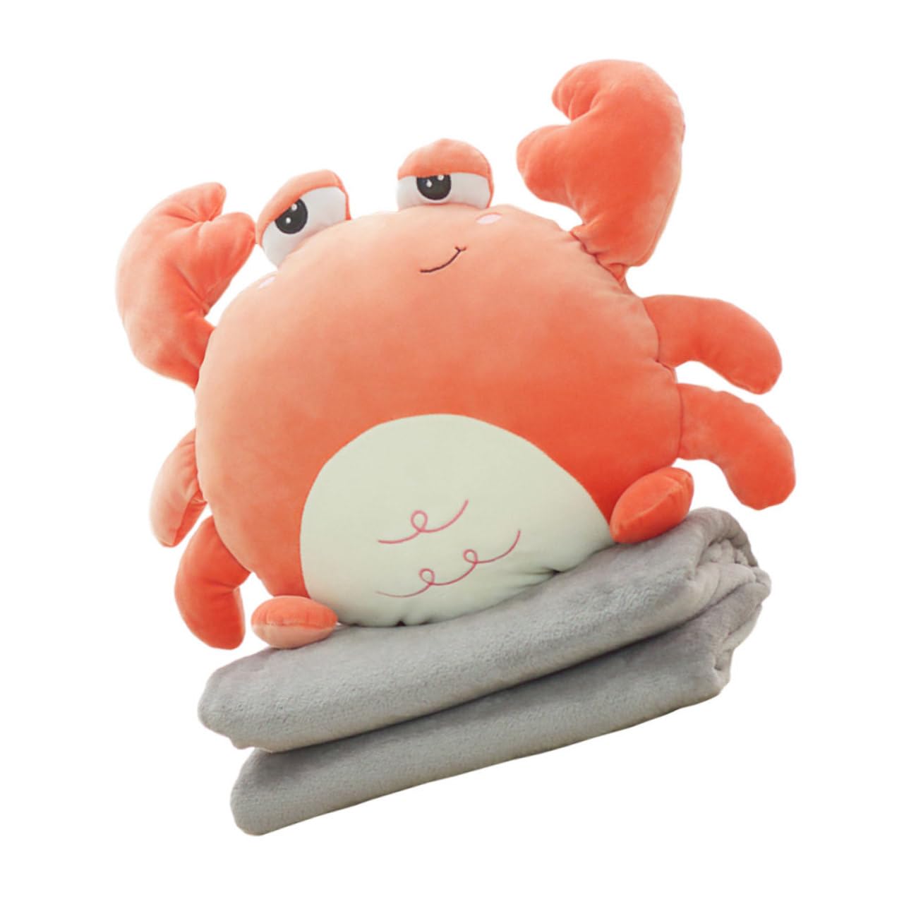 Coussin de sieste en forme de crabe 2-en-1 avec oreiller doux et couverture intégrée
