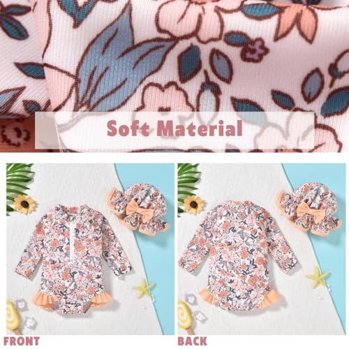 image for Aalizzwell Infant Baby Girls Long Sleeve One Piece Swimsuit Bathing Su