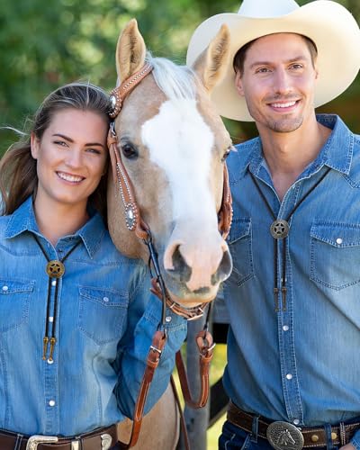 Cowboy Bolo Tie for Men Western Bolo Necklace for Women Handmade Men's Bolo Ties Accessories Rodeo Christmas Gifts2