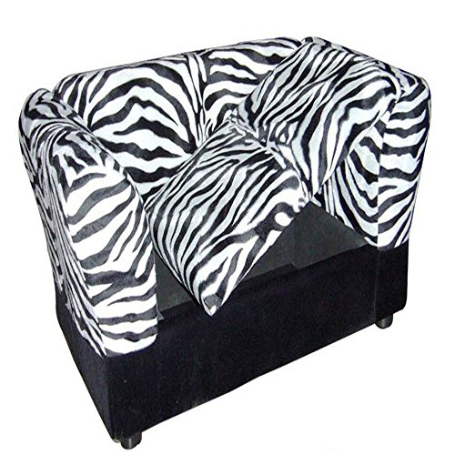 Ore International Zebra Print Pet Sofa Bed With Storage, 16.75", White/Black #TOP1