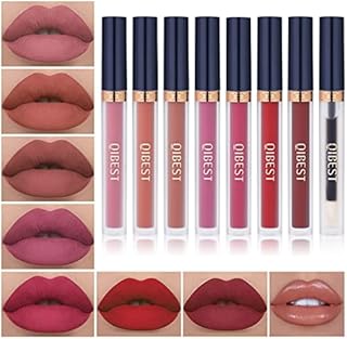 QiBest 7Pcs Matte Liquid Lipstick + 1Pcs Lip Plumper Makeup Set Kit, Pigmented Long Lasting Lip Gloss Set, Velvet Waterproof Lip Makeup Gift Sets for Girls and Women