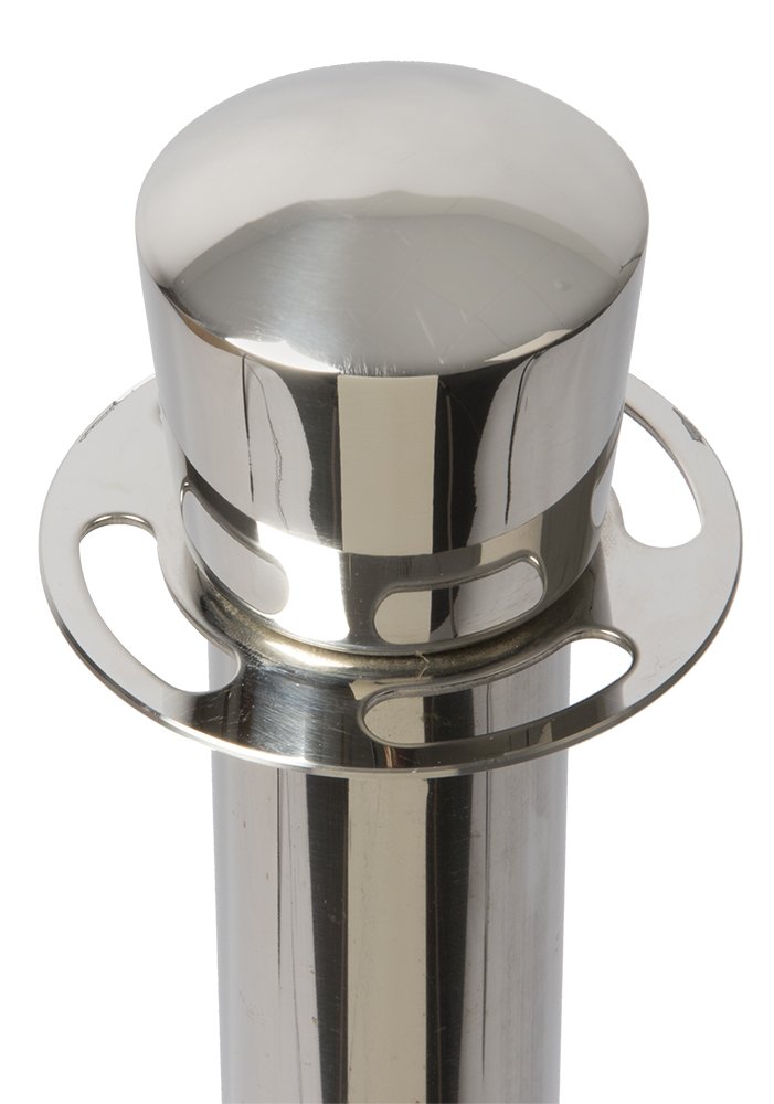 SECURIT - Set di Colonnina e Base per Sistema Barriera Classic - Per Bar, Ristoranti, Pub, Negozi - Testa Piatta - 4 Punti Di Connessione - Antigraffio e Protezione del Pavimento - Acciaio Inox