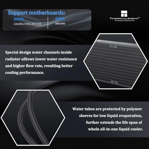 Image of Thermalright Frozen Prism360 Black ARGB CPU Liquid Cooler,Efficient PWM Controlled Pump 2800RPM,3xTL-E12 Series PWM Fan,Water Cooling Computer Parts,for AMD AM4 /AM5,Intel 1150 /1151 /1200 /1700 /1851
