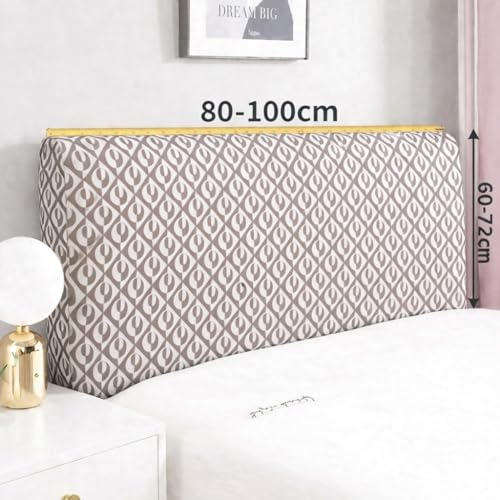 Image of HOMETHREADS Stretchable Lycra /Velvet Bed Cover | Soft, Dust-Proof & Wrinkle-Resistant Bed Back Protector | Fits Leather, Wooden & Fabric Bedsides (Beige, 90x65Cm)