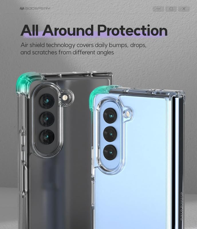 Image of Case Creation New Samsung Z Fold5 Premium Imported 0.3mm Crystal Clear Totu Silicone Transparent Flexible Soft Corner Protection with TPU Slim Back Case Color Cover for Z Fold5