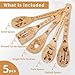 Wooden Spoons for Cooking, Bamboo Kitchen Cook Utensils Set, Housewarming Birthday Anniversary Present for Friend (6PCS)