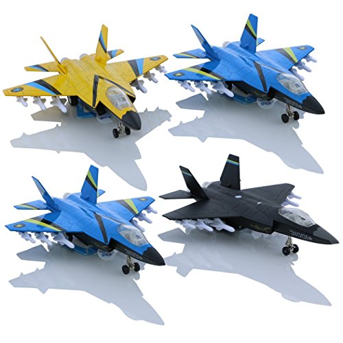 HSOMiD Alloy Planes/Airplane/Aircraft Toy with Pull Back Stealth Bombers and Fighter Planes (Diecast Fighter Jets-Blue)