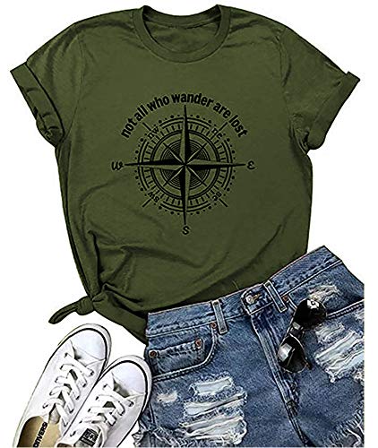 Calvin&Sally Women's Inspirational T-Shirt - "Not All Who Wander are Lost" - Perfect for Workouts
