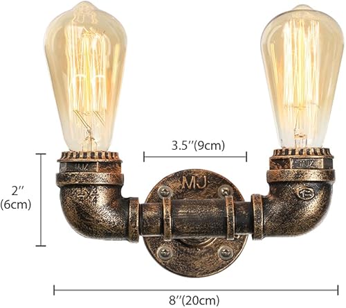 Miniatura 2 de NIUYAO Aplique de pared retro industrial Steampunk, lámpara de pared estilo tubo de agua de metal lámpara de pared lámpara de pared en bronce