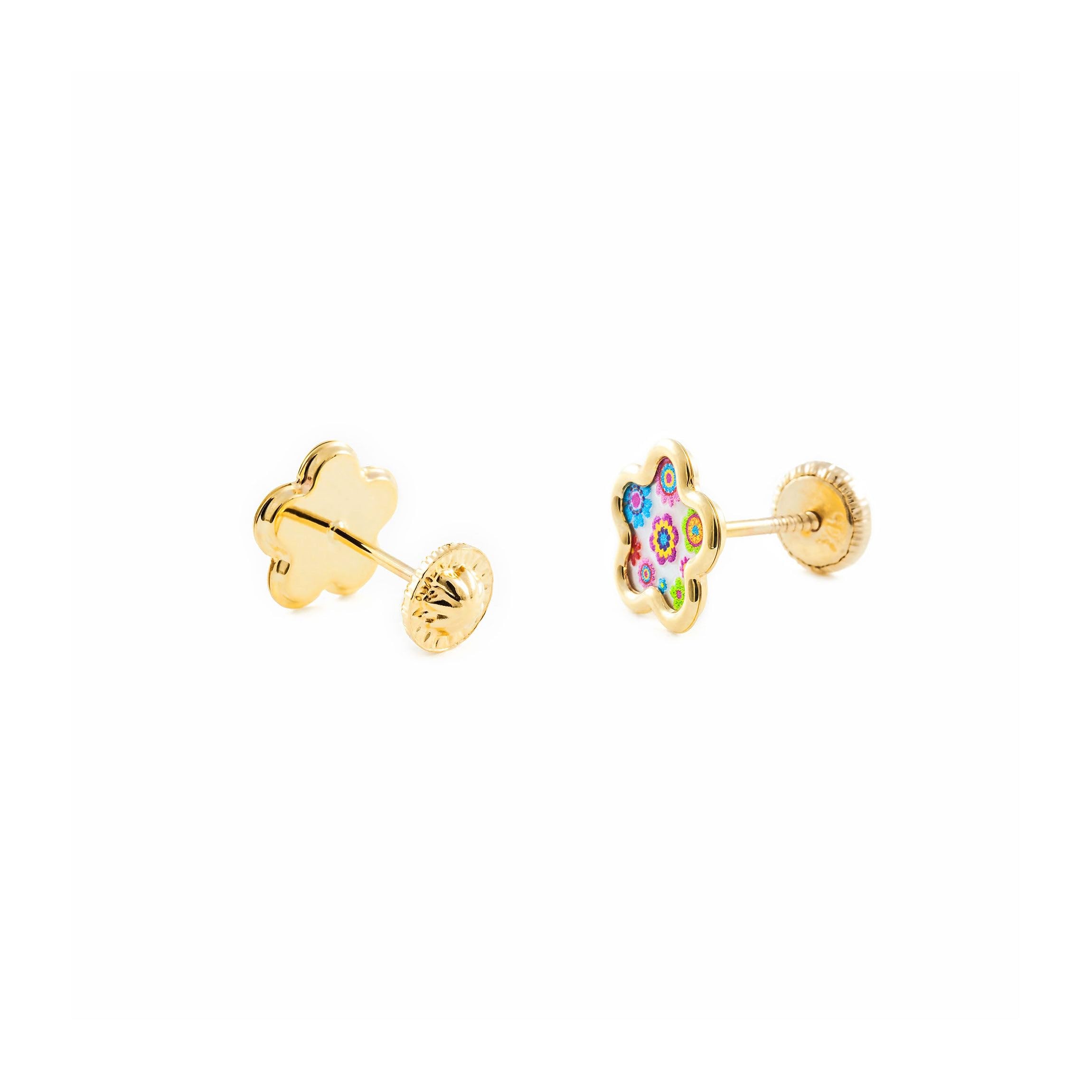 Damen & Kinder Gänseblümchen Perlmutt Ohrstecker - Gelbgold 9 Karat (375) - Geschenkbox - Garantiezertifikat