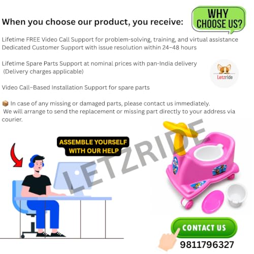 Image of Baby Potty Training Seat with Wheels & Steering | Ride On Potty Chair for Toddlers | Removable Bowl, BPA Free, Non-Toxic, Portable Toilet Trainer for Boys & Girls 6 Months to 3 Years | Pink