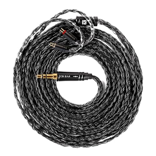 KBEAR JunTian IEM Earphones Cable, 2m Long in Ear Monitor Cable, 16 Core 5N OCC Silver-Plated Headphone Extension Cords for kz zs10 pro, CCZ Melody, Audiophile and Musician, Drummer (2pin, 3.5mm Plug)