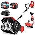 17" Cordless Snow Shovel with Wheels, 9000mAh Brushless Electric Snow Blower Battery Powered, 20-30FT Throw Distance/Larger Snow Removal,12lb Lightweight Snow Thrower for Driveway/Steps/Patio/Sidewalk