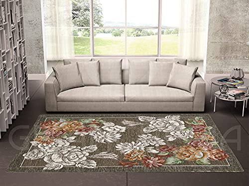 By Suardi Tappeto Velour Antiscivolo Dis. BLOOM col. FANGO Ideale per Ingresso Soggiorno Camera (85x150)