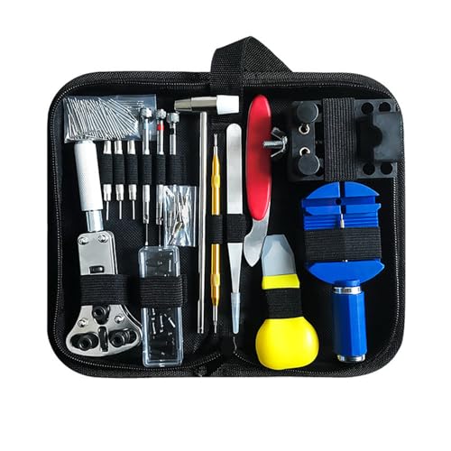 Mulcort Conjunto de ferramentas de reparo de relógio com 147 peças, kit de manutenção de relógios, a