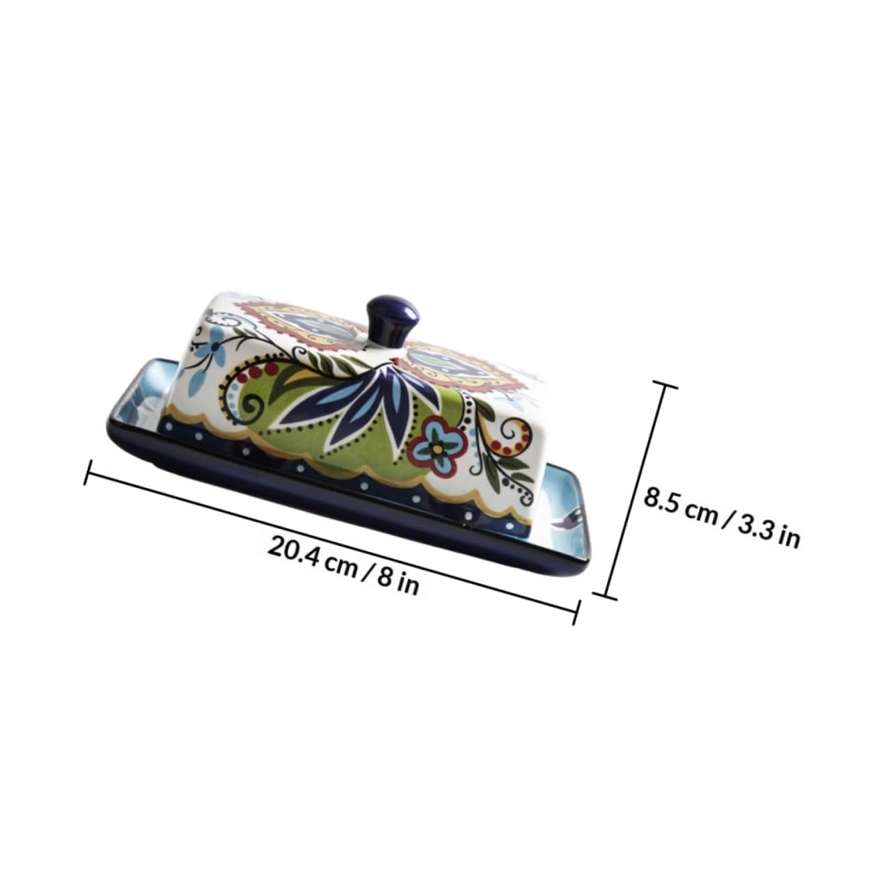 Beurrier Design en Céramique 250g, Rectangulaire Étroit, Vintage