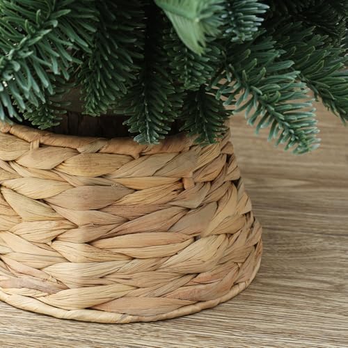 7.5-Inch Mini Christmas Tree Collar, Handcrafted Woven Hyacinth H...