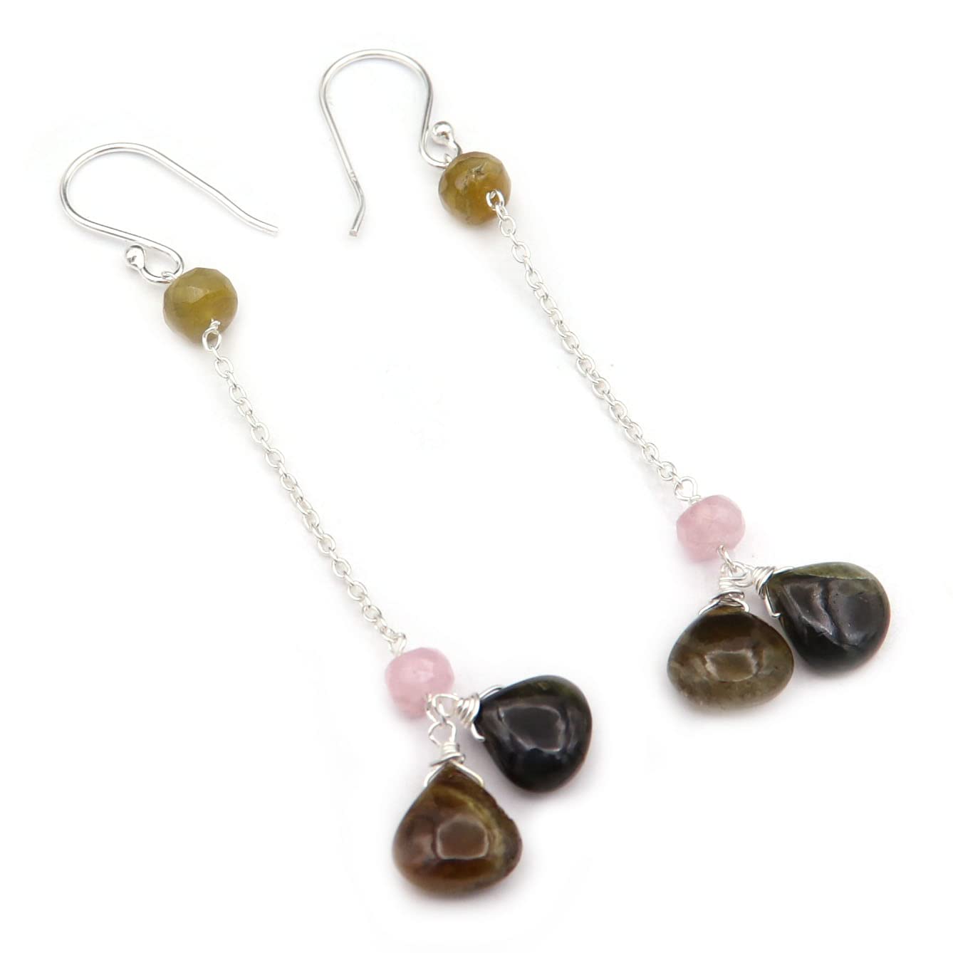 Goyal Impex Women Tourmaline Natural Gemstone Solid 925 Sterling Silver Earring Jewellery ER66