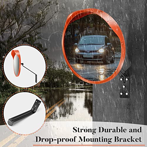 (2022 Newest) Ovsor 12 Inches Convex Safety Mirror Adjusted Blind Spot View Range Corner Mirror, Sturdy Garage Mirror For Outdoor, Store, Parking Mirror(Orange) #TOP2