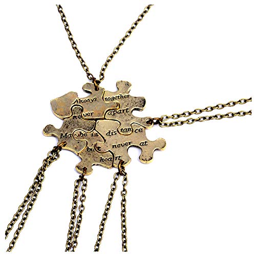 Preisvergleich Produktbild Meetlight Best Friends Forever BF Anhänger Halskette Emaille Autistisches Bewusstsein Puzzleteil Anhänger Halskette Schmuckset - Bronze 5pcs