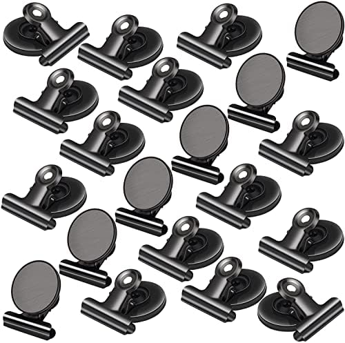 20 Pack Magnetic Clips, Fridge Magnets, Scratch-Free Fridge Magnets Clips, Whiteboard Magnets Clips, Wall Magnet Clips, Clips Magnet for fridge, Strong Magnet Clips for Whiteboard (Black)