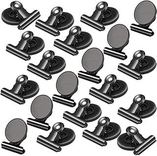 20 Pack Magnetic Clips, Fridge Magnets, Scratch-Free Fridge Magnets Clips, Whiteboard Magnets Clips, Wall Magnet Clips, Clips Magnet for fridge, Strong Magnet Clips for Whiteboard (Black)
