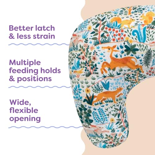 Boppy Nursing Pillow - Firm, Ergonomic U-Shaped Bottle and Breastfeeding Pillow with High Lift for Comfort and Support, Spacious Surface - Colorful Forest Animals