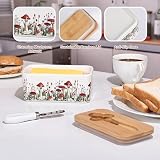 Fungi Fun Ceramic Mushroom Butter Dish with Lid and Knife, Cute Butter Dish for Countertop and Fridge, Ceramic Container for Countertop with Lid and Selicon Seal, Ideal for Mushroom Kitchen Decor