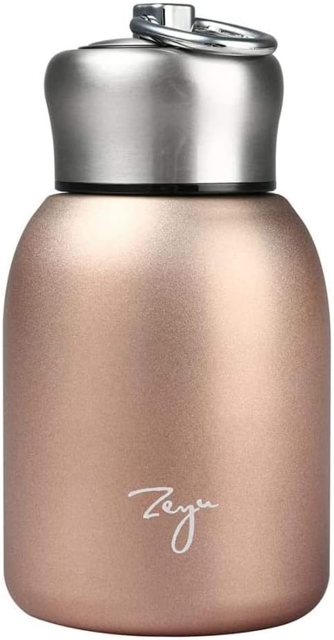 10.15oz/300ML Mini Thermal Mug Leak Proof Vacuum Flasks Travel Thermos Stainless Steel Drink Water Bottle Thermos Cups for Indoor and Outdoor (Rose Gold)