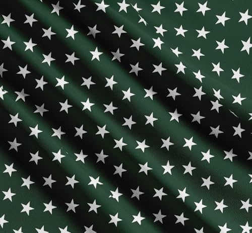 Image of Soimoi Green Cotton Poplin Fabric Stars Star Print Fabric by Meter 58 Inch Wide
