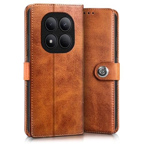 Image of WOW IMAGINE Shock Proof Flip Cover Back Case for Mi Redmi Note 15 5G 2025 | Poco M8 5G (Magnetic Button Flip Case | Wallet Pockets & Stand | Leather Finish | Alder Brown)