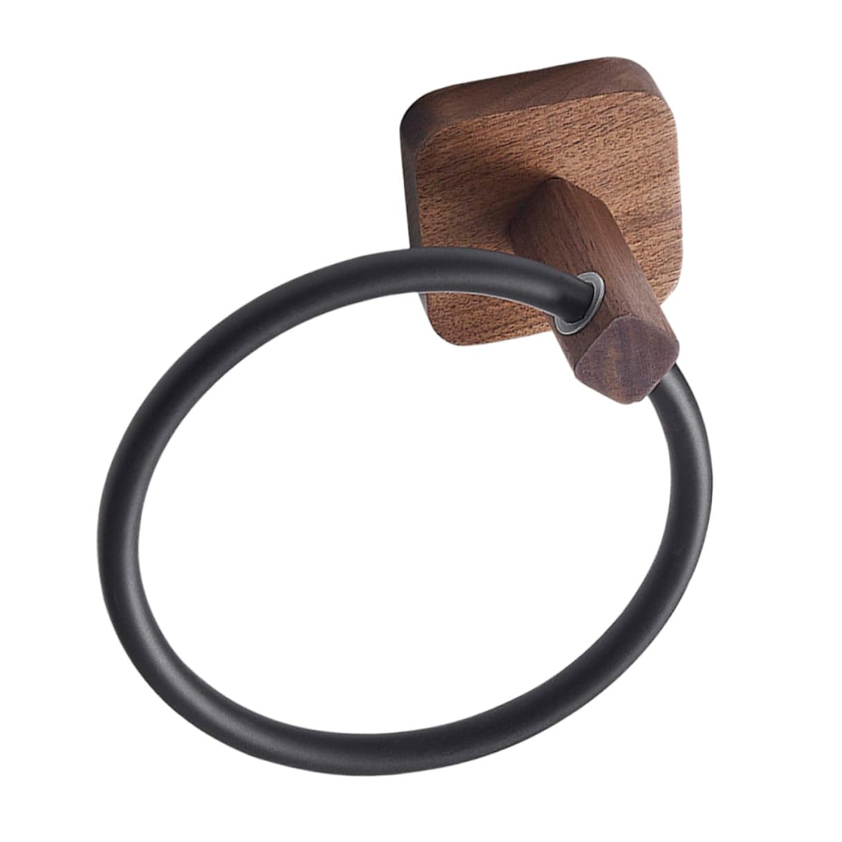 Toallero de mano sin taladro con aro de madera resistente a la humedad del baño