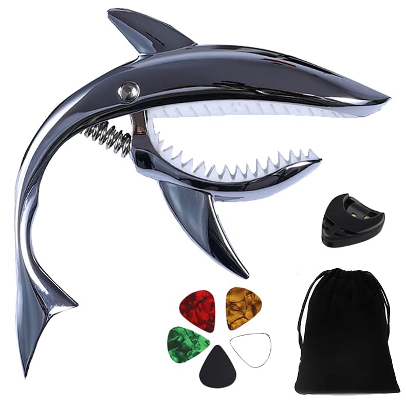 Guitar Capo Shark Capo for Acoustic and Electric Guitar,Ukulele with Good Hand Feeling, No Buzzing and Durable,Gift for Musicians