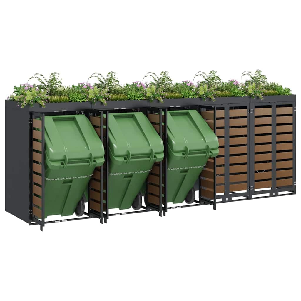 Vidaxl Wheelie Bin Storage For 2 Bins Anthracite 136 X 77.5 X 121.5 Cm