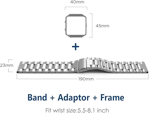 Miniatura 6 de Simpeak Correa de acero inoxidable para mujeres y hombres con marco de acero inoxidable compatible con Fitbit Blaze, herramienta de extracción Match