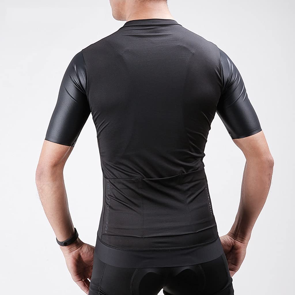 Męska odzież kolarska Męska jazda na rowerze Triathlon Jersey Bike Elastyczność Oddychająca Szybka sucha koszula rowerowa z krótkim rękawem, czarna Męskie koszulki kolarskie(S)