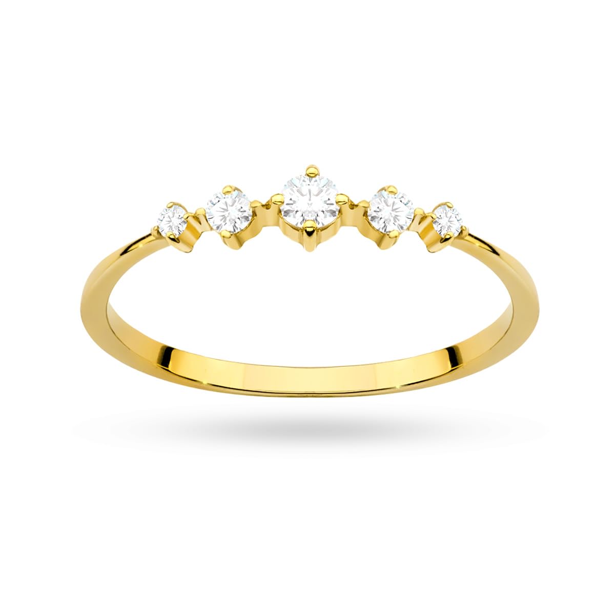 MARKO Damenring aus 8 Karat Echtgold – Feiner Goldring mit fünf funkelnden Zirkonia | Stilvoller Verlobungsring, Vorsteckring & Ringe Gold | Echt Gold Ring für Freundin