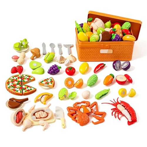 Accesorios de Cocina de Juguete,Juego de Aprendizaje Preescolar,Los Alimentos Simulados para Cortar - para Guardería Hogar Actividad Preescolar Cumpleaños Niñas Niños